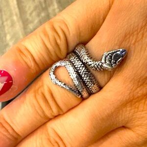 Sexy Silvertone snake ring